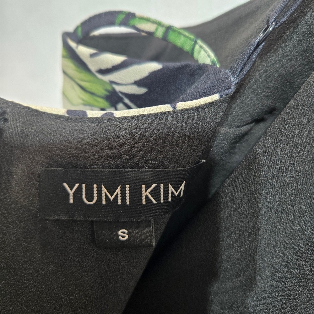 Yumi Kim Floral Jumpsuit Small Black Wide Leg Spaghetti Strap #1317 - Picture 7 of 9